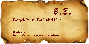 Bogdán Balabán névjegykártya